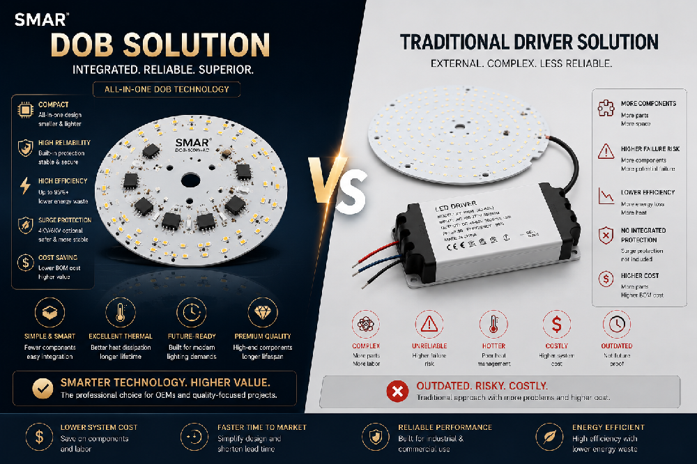 DOB Module vs Traditional LED Driver A Practical Guide for Lighting Manufacturers