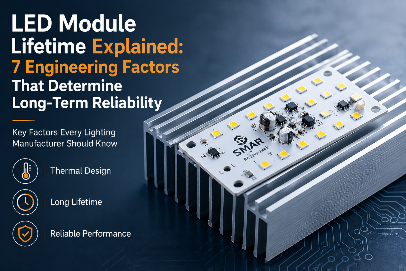 Long-lasting DOB module with aluminum heat sink for reliable LED lighting